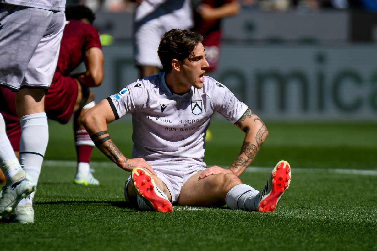 Nicolò Zaniolo a terra sconsolato